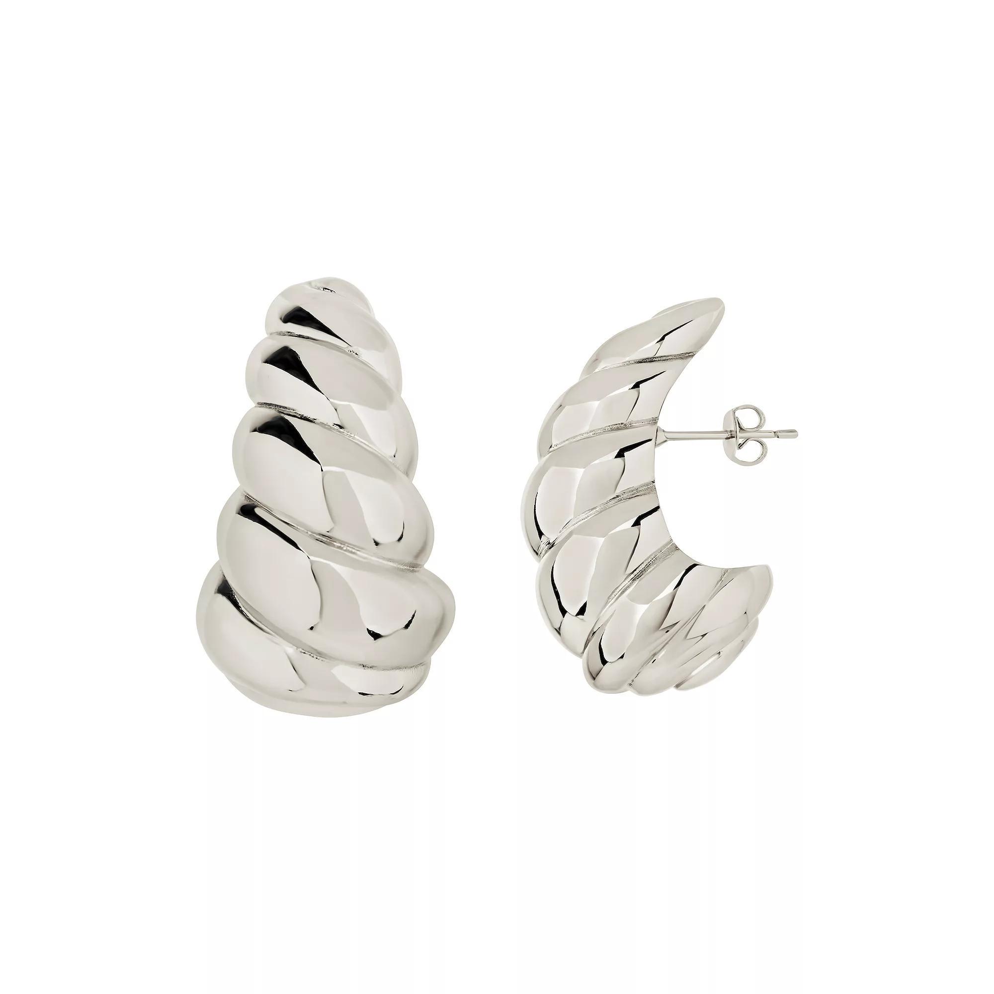 MC Collective Scalloped Shell Stud Earrings, Women's, Silver Tone Product Image