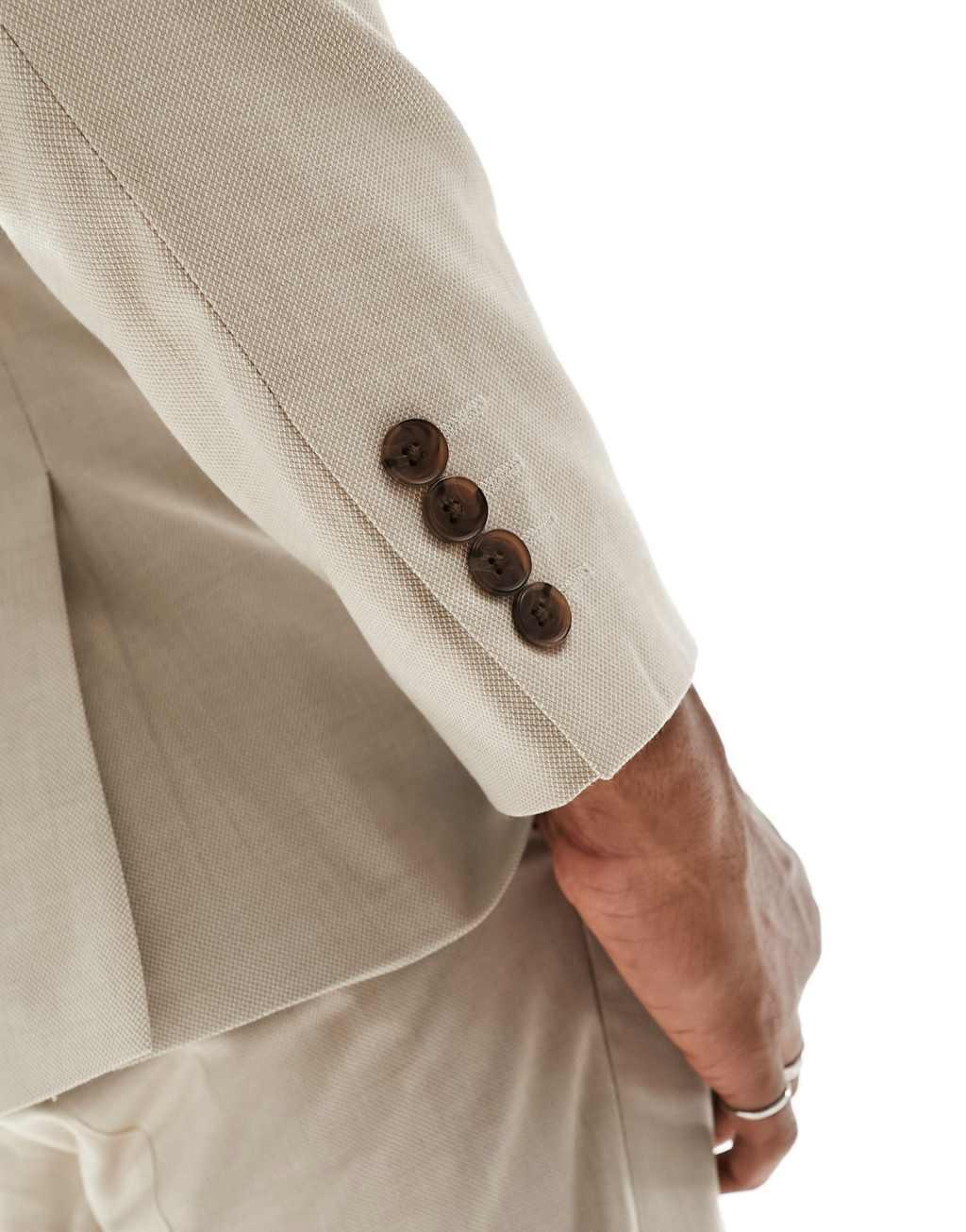 Selected Homme slim fit suit jacket in beige Product Image