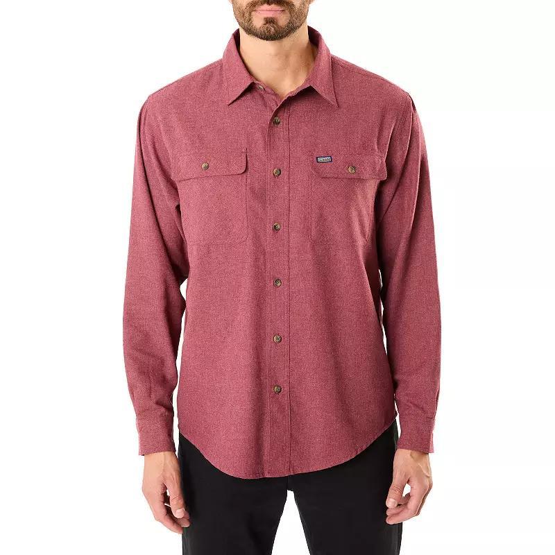 Men's Smith's Workwear Regular-Fit Solid Two-Pocket Flannel Button-Down Shirt, Size: Large, Grey Olive Product Image