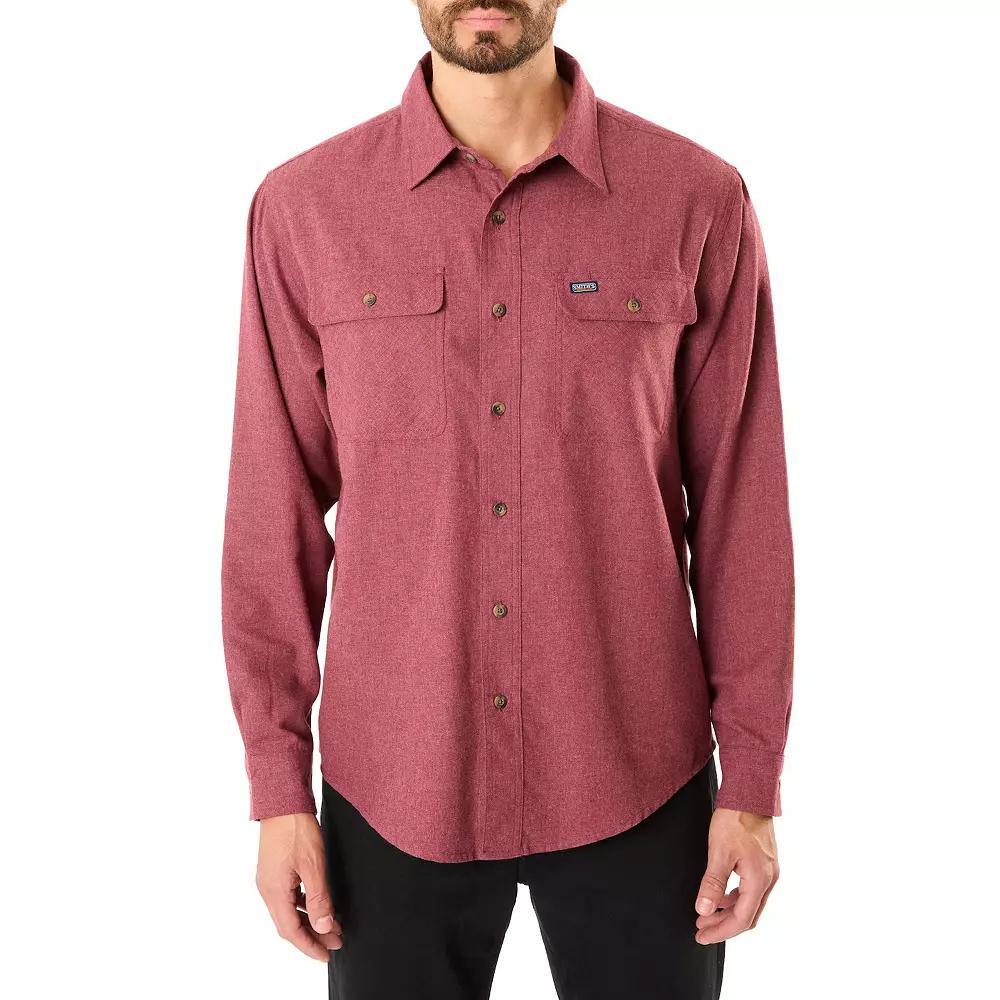 Men's Smith's Workwear Regular-Fit Solid Two-Pocket Flannel Button-Down Shirt, Size: Large, Grey Olive Product Image