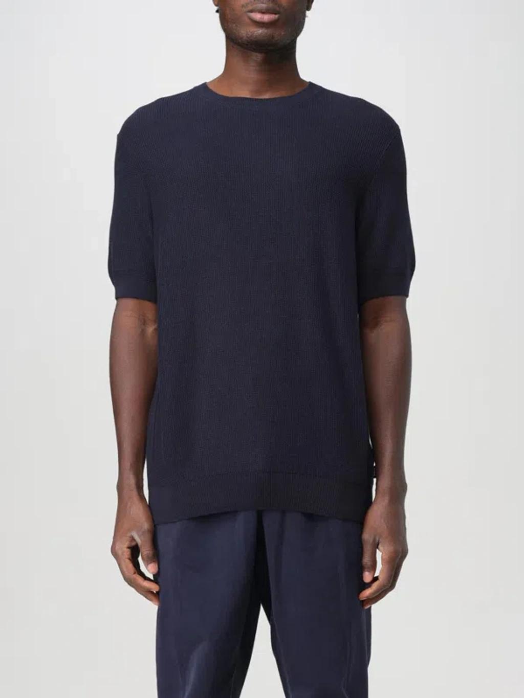 HUGO BOSS Geometric-pattern Cotton T-shirt In Blau Product Image