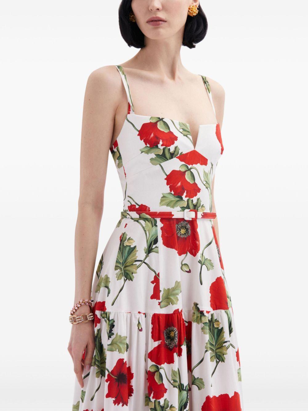 poppy-print cotton maxi dress Product Image