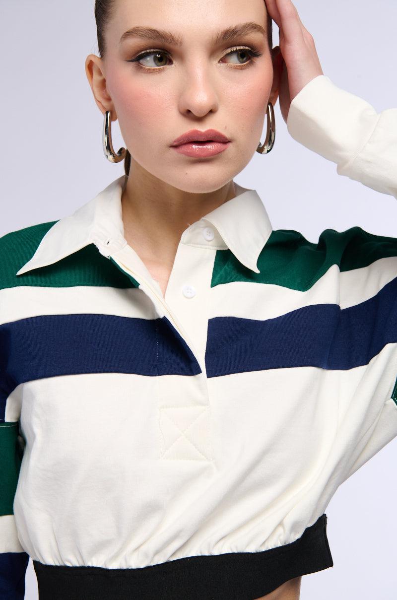 MYLAH CROPPED COLLARED LONG SLEEVE SHIRT Product Image