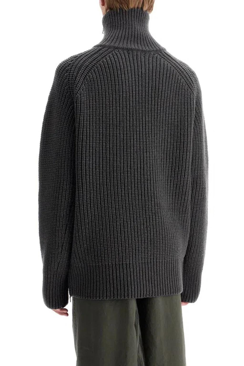 DRIES VAN NOTEN Zipped Wool Jumper In Grigio Product Image