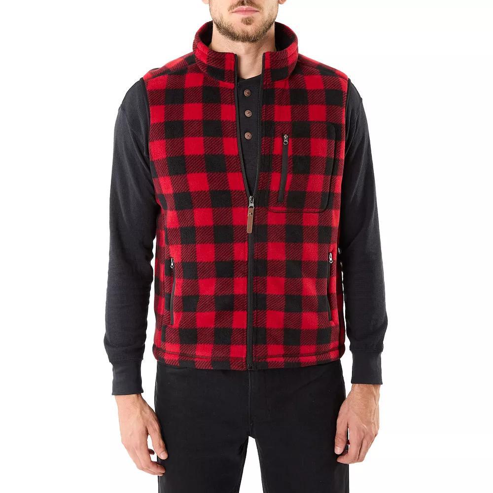 Men's Smith's Workwear Sherpa-Lined Plaid PolarFleece Vest, Size: XXL, Blue Grey 469 Product Image