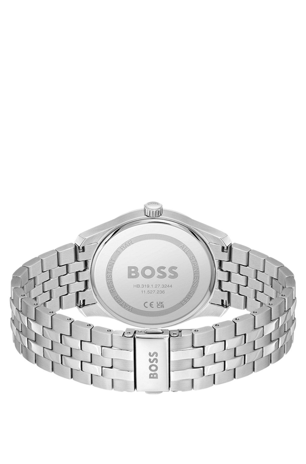 Link-bracelet watch with gray patterned dial Product Image