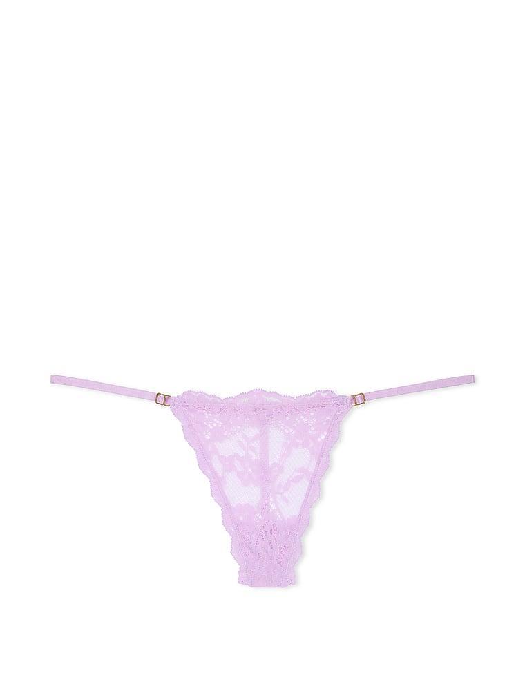 Body by Victoria Stretch Cotton Lace-Waist High-Leg Scoop Thong Panty Product Image