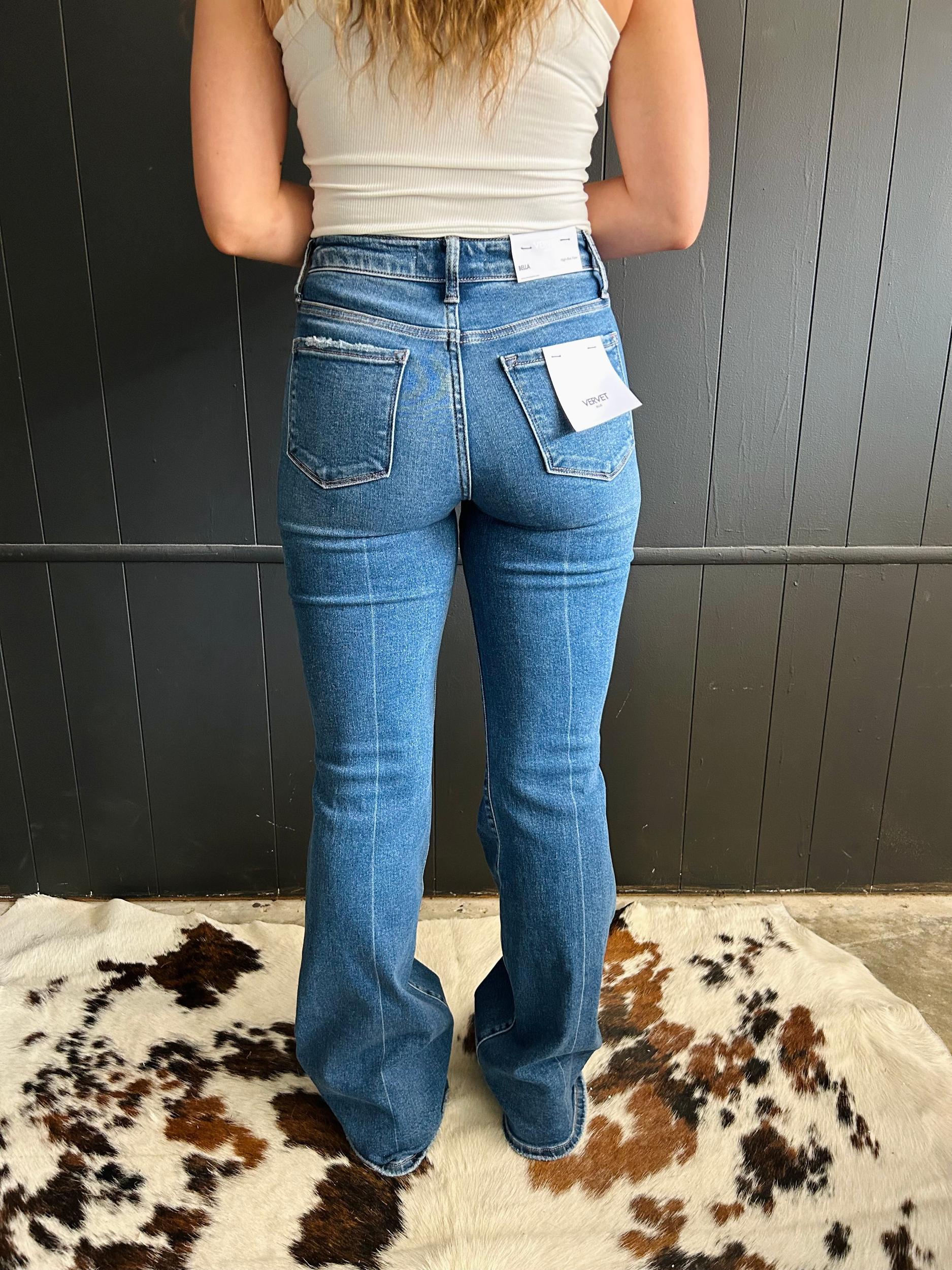 Mid Rise Classic Flare Distressed Jeans Product Image