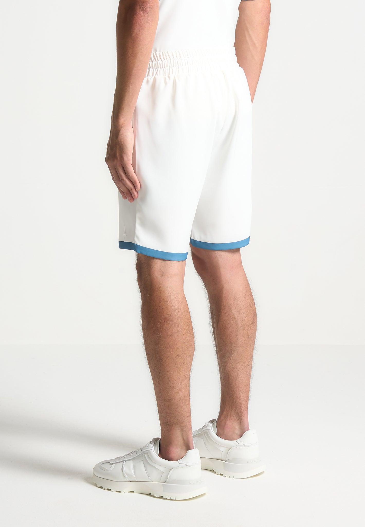 Contrast Border Shorts - White/Blue Male Product Image