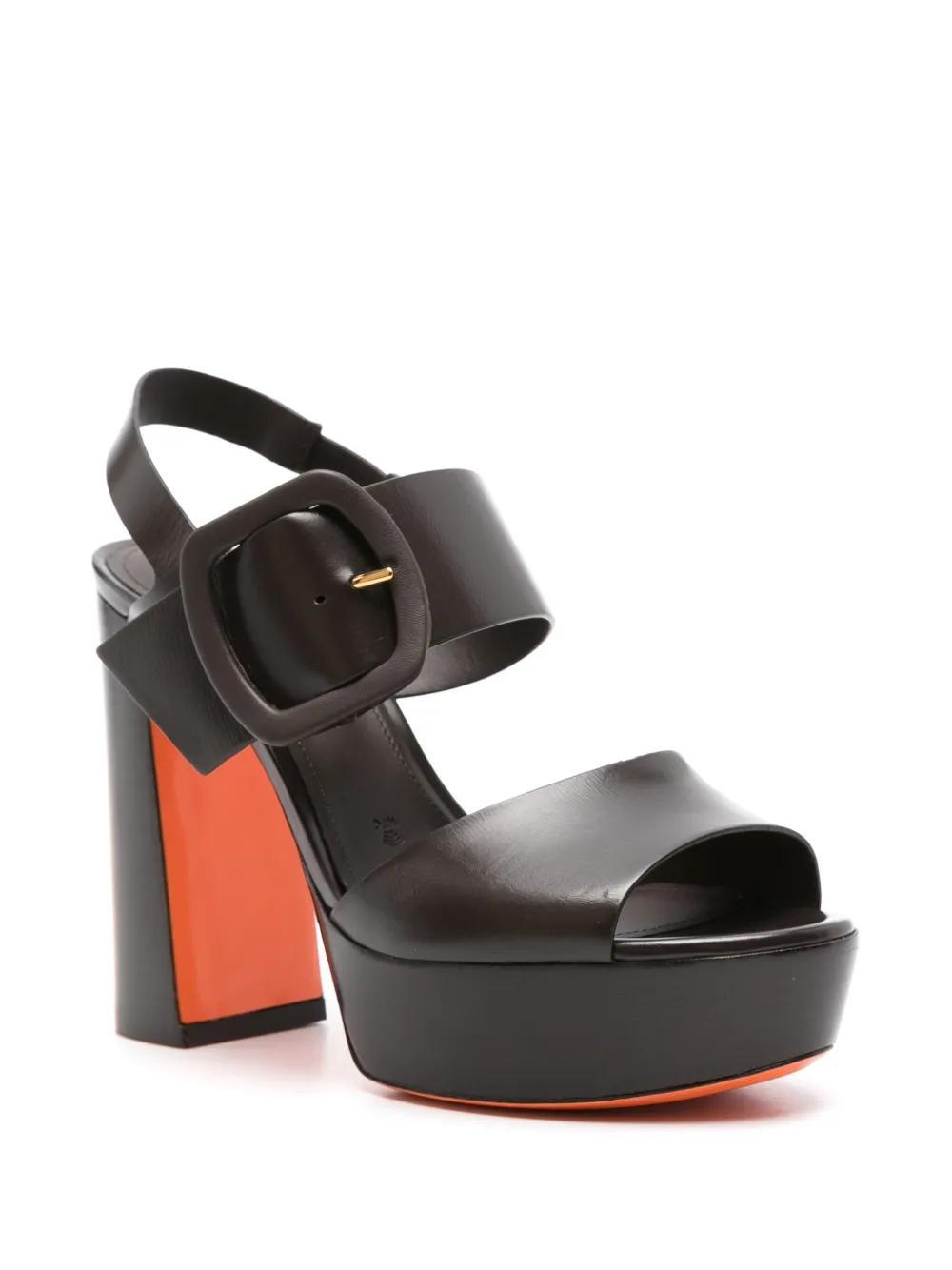 SANTONI Women's Bruxel 105mm Leather Platform Sandals In Dark Brown Product Image