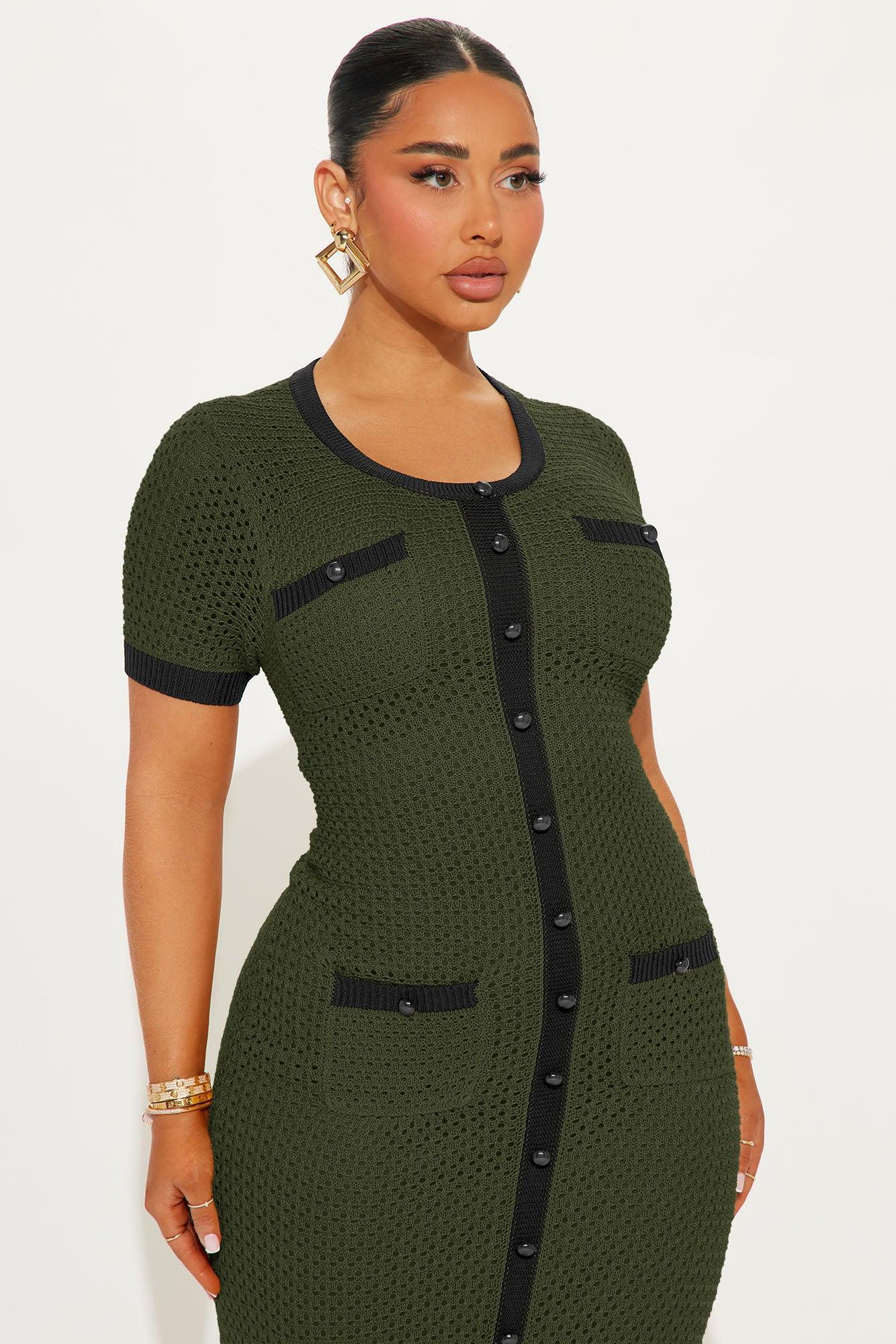Elena Crochet Maxi Dress - Olive Product Image