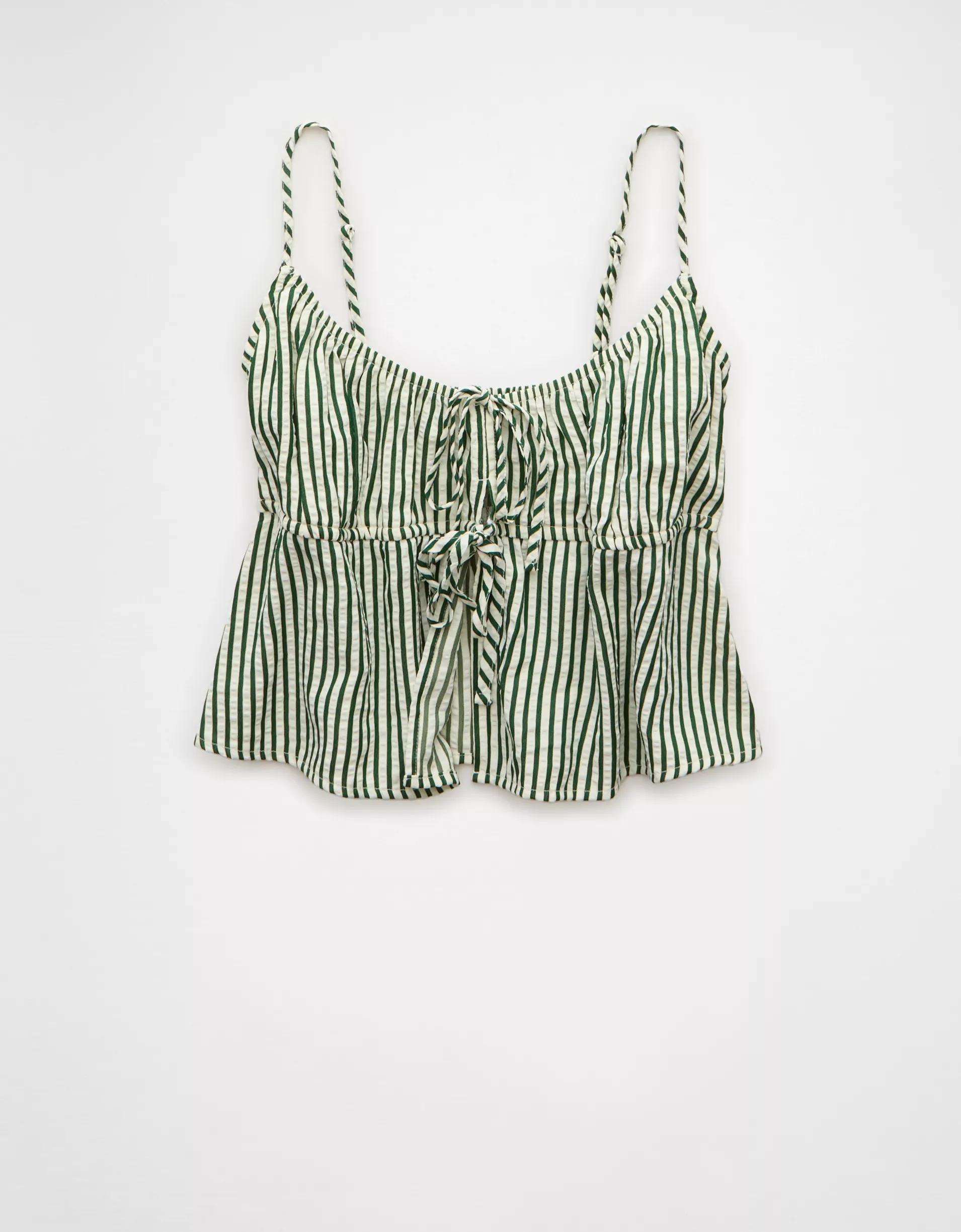 AE Tie Front Seersucker Cami Product Image