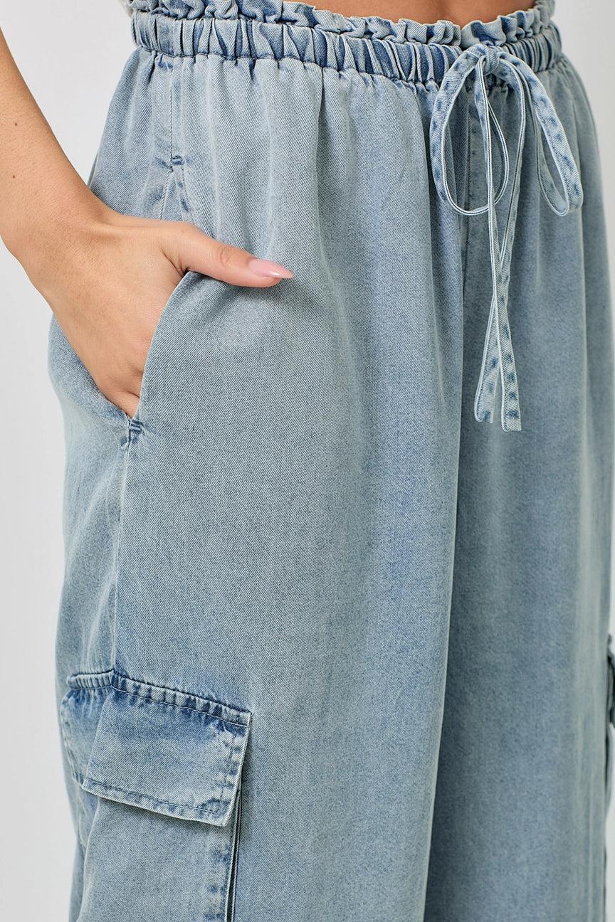Tencel Wide Leg Cargo Pants Product Image