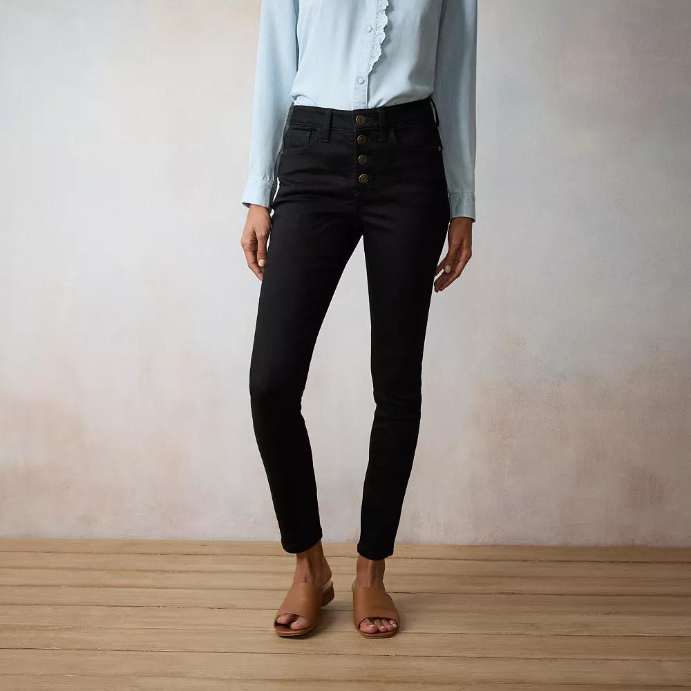 Women's LC Lauren Conrad High Rise 5-Pocket Skinny Jeans, Size: 18, Black Rinse Product Image