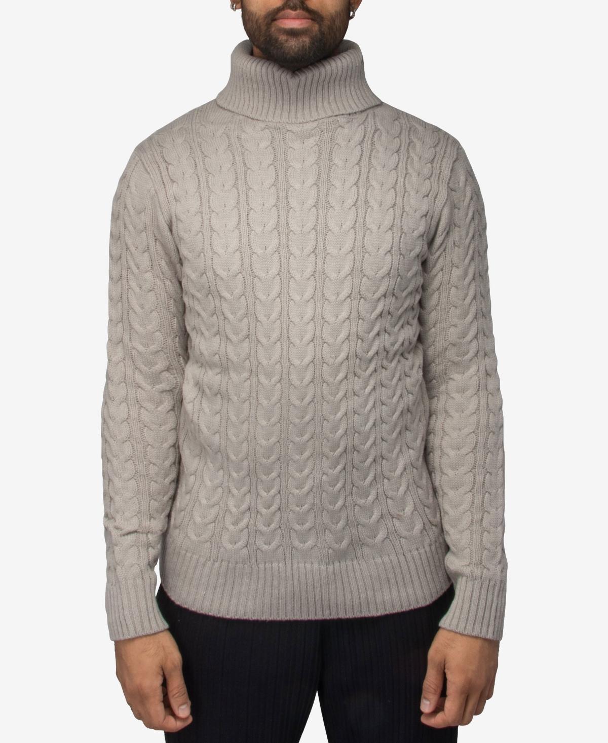 Mens Xray Cable Knit Turtleneck Sweater Brown Product Image