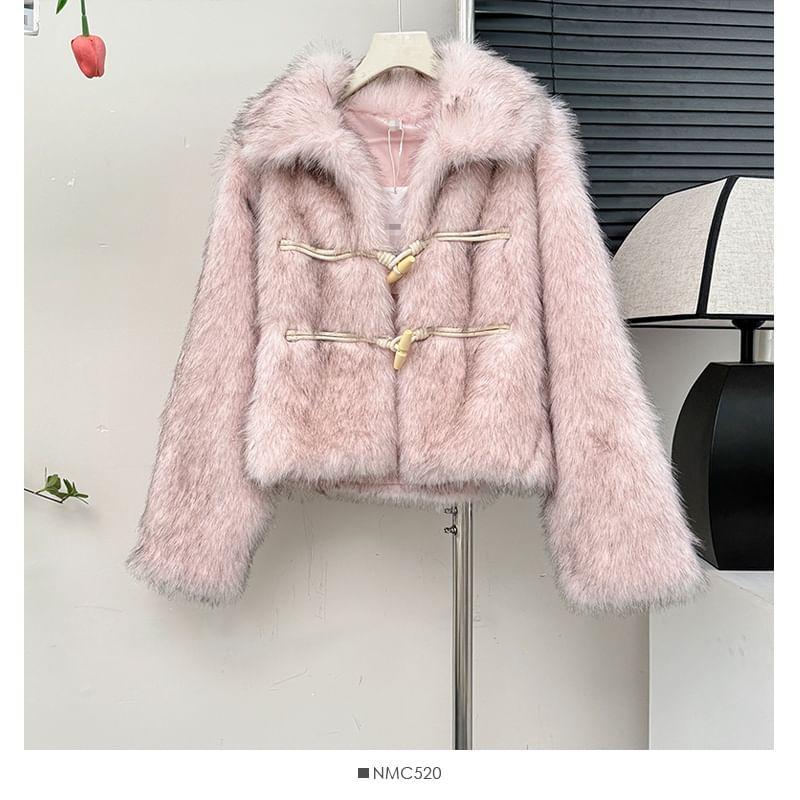Collared Faux-Fur Toggle Coat Product Image