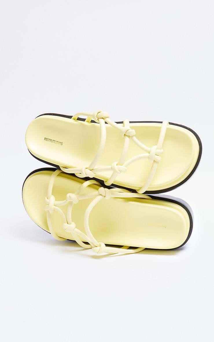 Yellow PU Round Toe Knotted Tube Strap Sandals Product Image