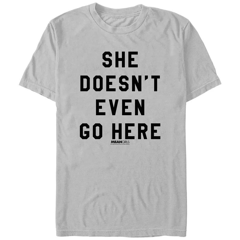 Men's Mean Girls She Doesn't Even Go Here Quote Graphic Tee, Size: Medium, Silver Product Image
