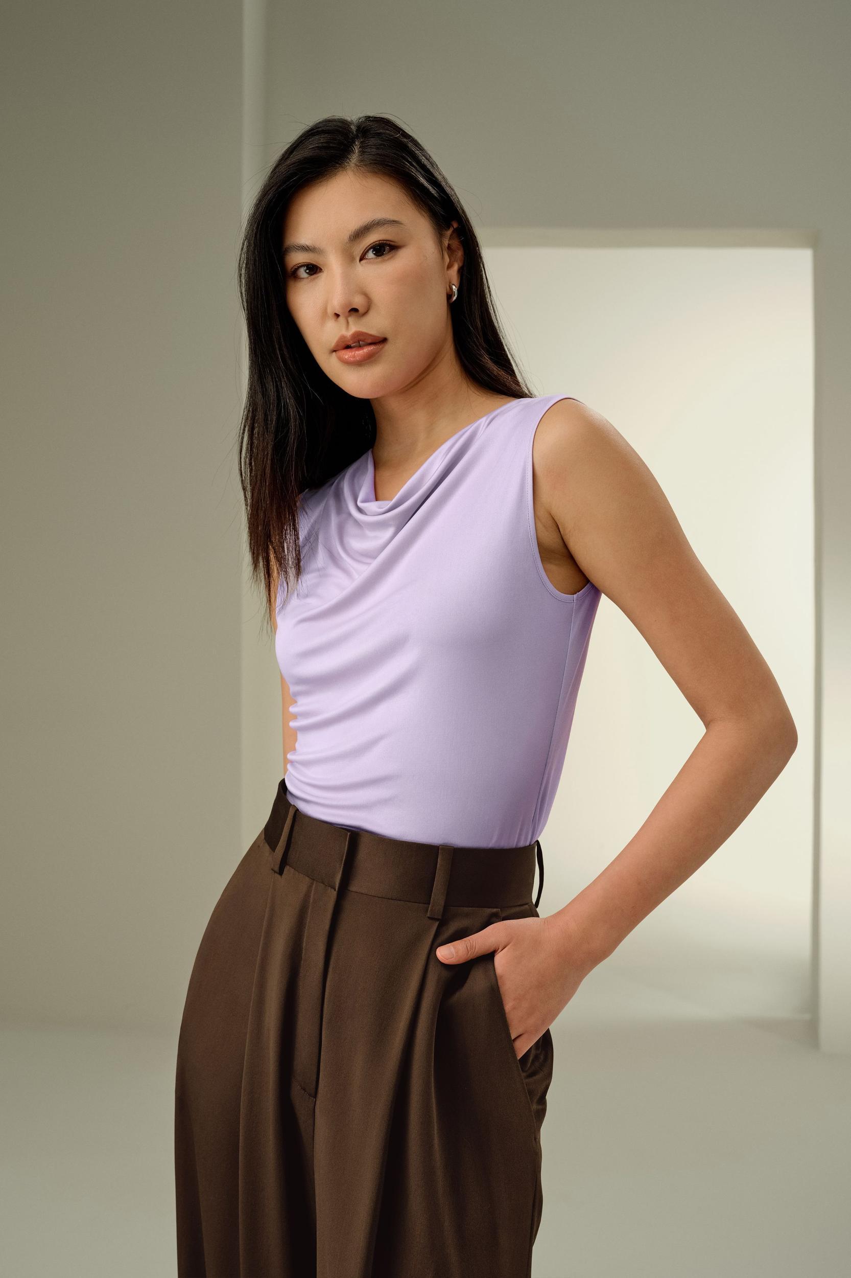 Silk Jersey Cowl-neck Sleeveless Top Product Image