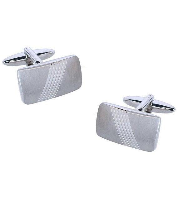 Trafalgar Diagonal Detail Rhodium Cuff Links Product Image