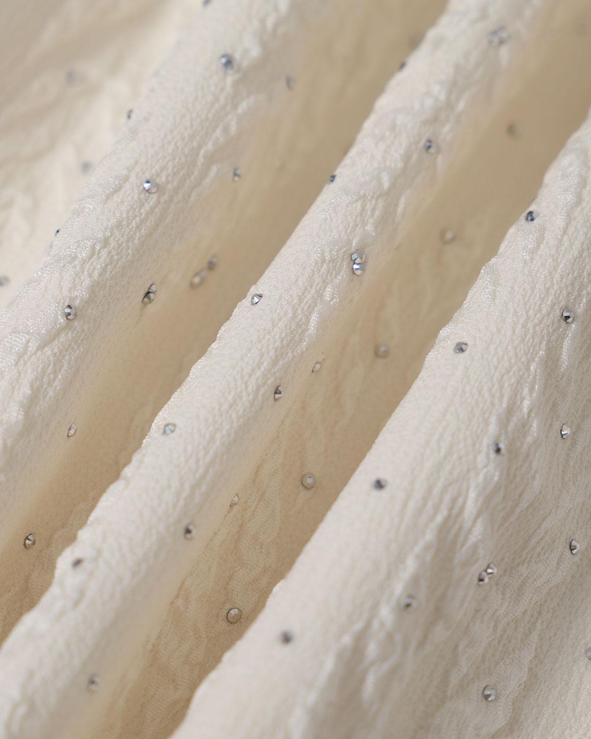 The Beige Boat Neck Textured Mini Dress Product Image