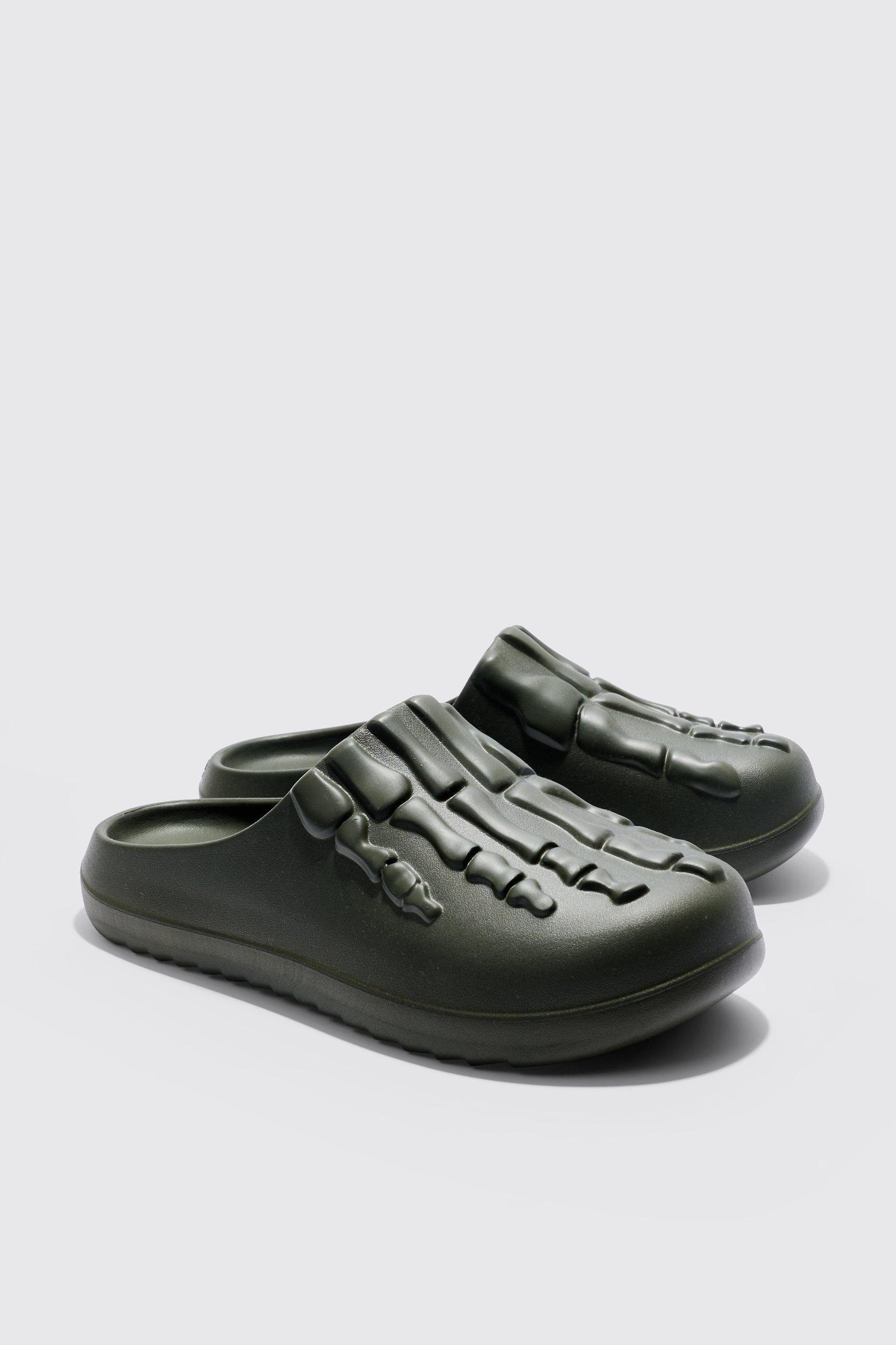 Mens Perforated Skeleton Moulded Mule - Grey Product Image