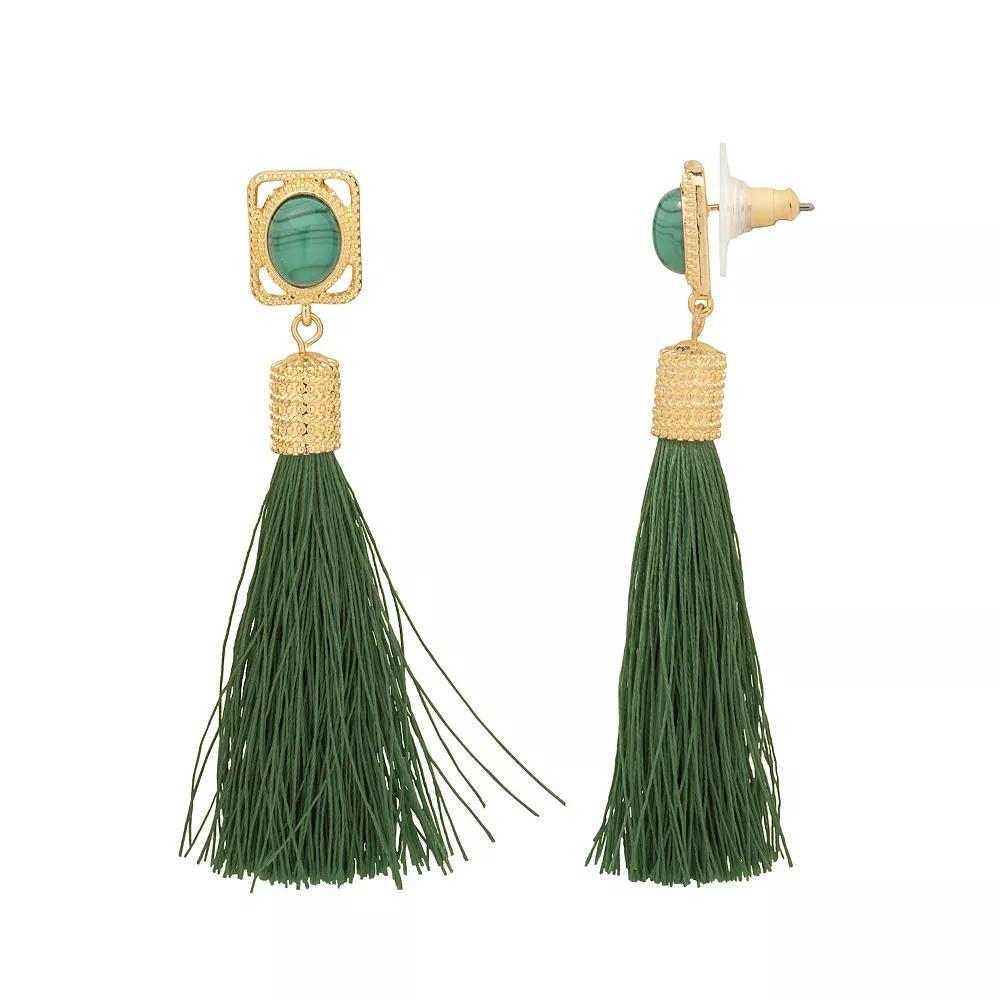 Sonoma Goods For Life® Gold Tone Stone & Tassel Drop Earrings, Women's, Green Product Image