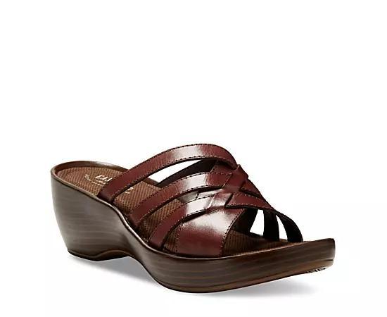 Eastland Poppy Womens Leather Slide Wedge Sandals Product Image