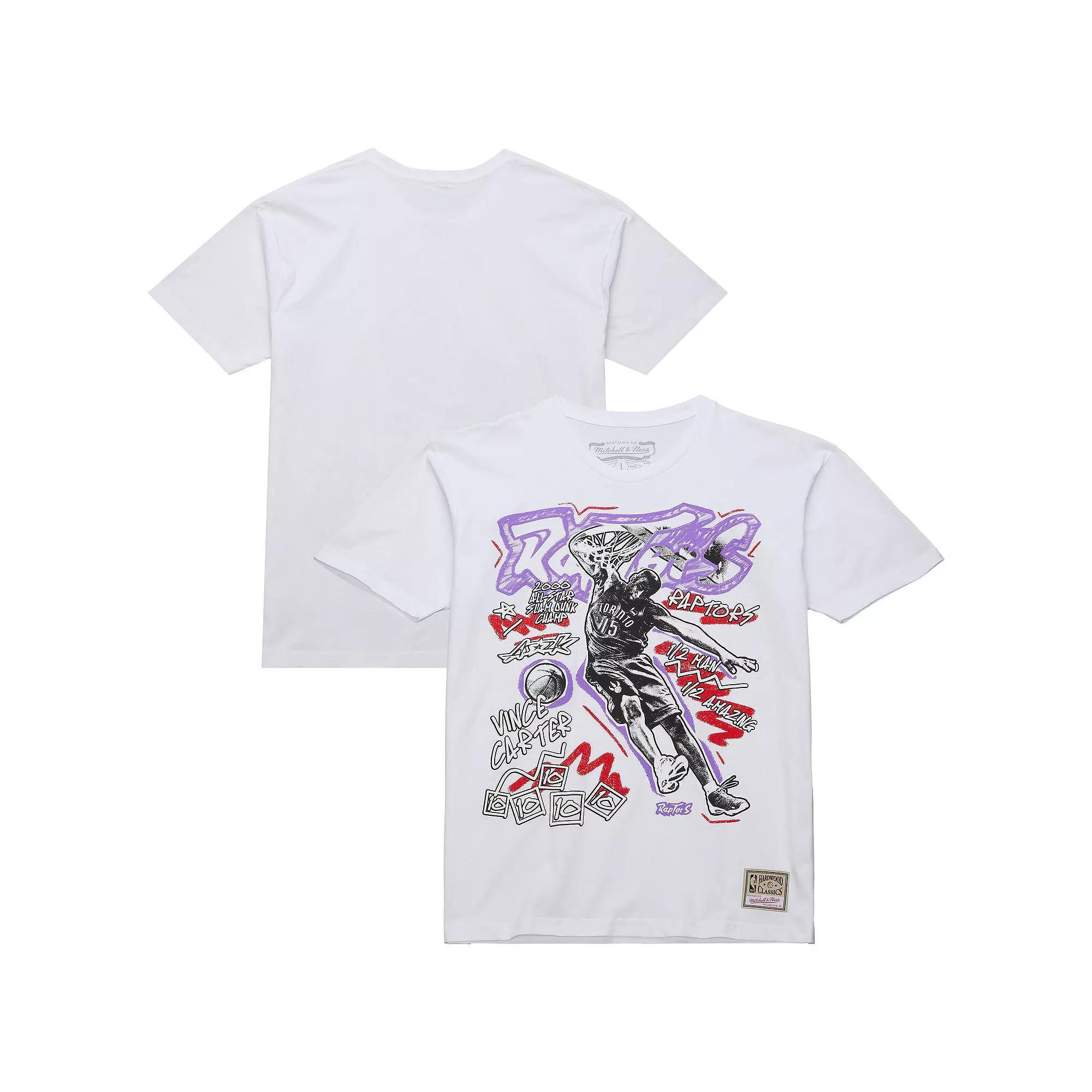 Men's Mitchell & Ness Vince Carter White Toronto Raptors Hardwood Classics Chalked Up T-Shirt, Size: Medium, Rpt White Product Image