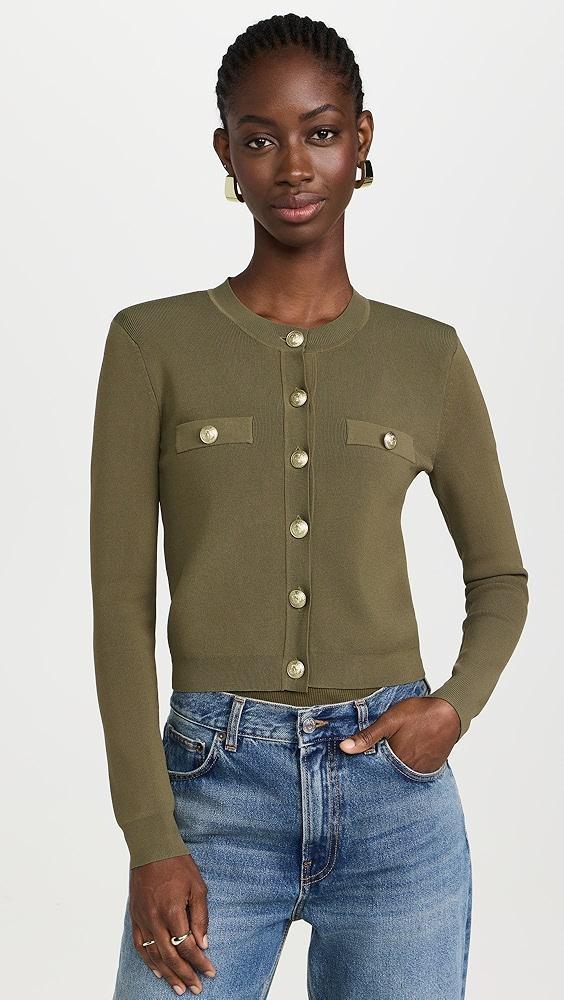 L'AGENCE Toulouse Crop Crew Neck Cardigan | Shopbop Product Image