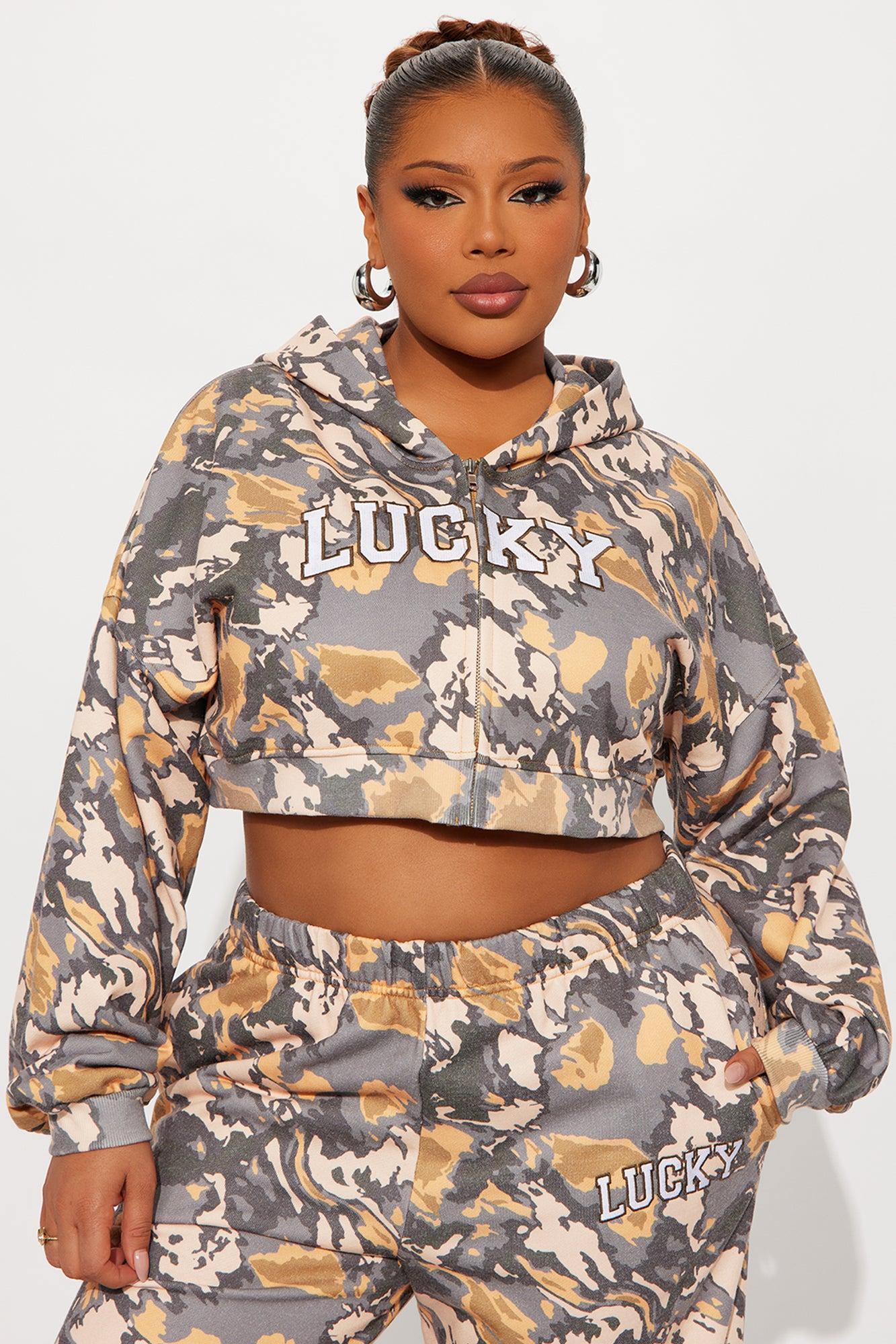 Always Lucky Camo Pant Set - Grey/combo Product Image