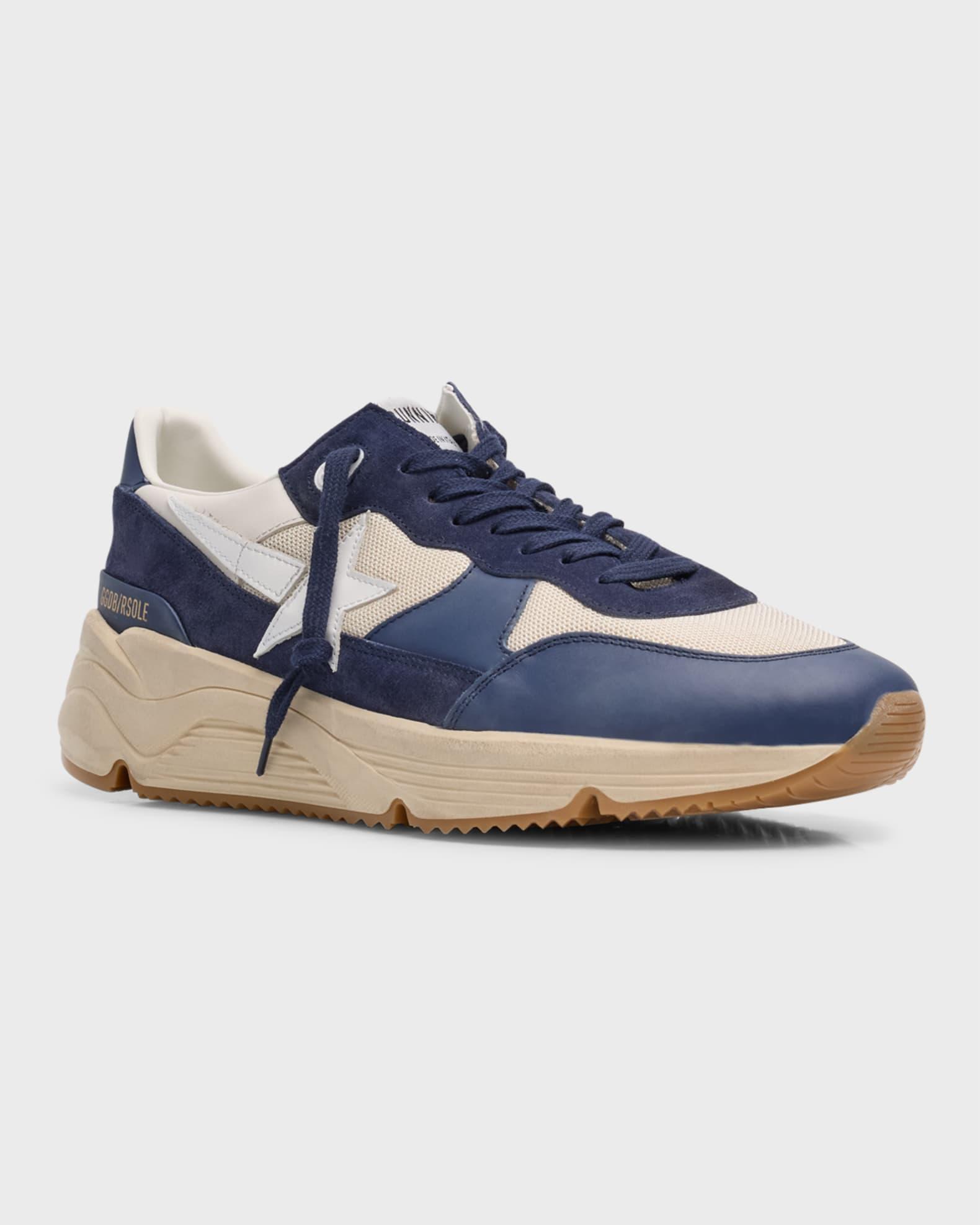 Men's Running Sole Mesh and Leather Sneakers Product Image