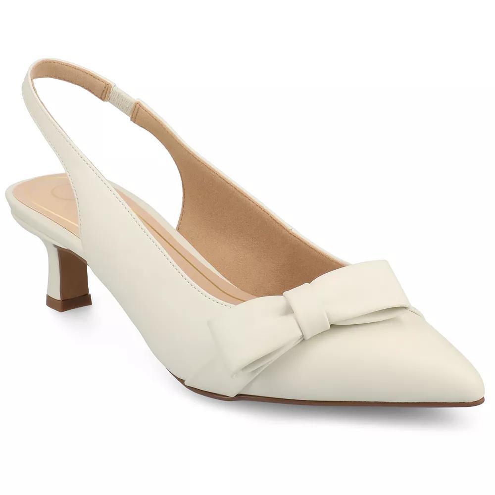 Journee Paloma Women's Sling Back Kitten Heel Pumps, Size: 7, Ivory Product Image