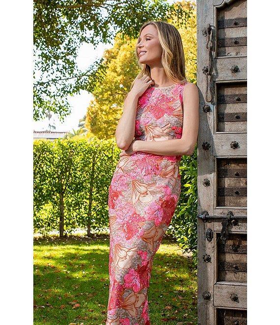 Muse by Marchesa Canna Sequin Crew Neck Sleeveless Pencil Dress Product Image
