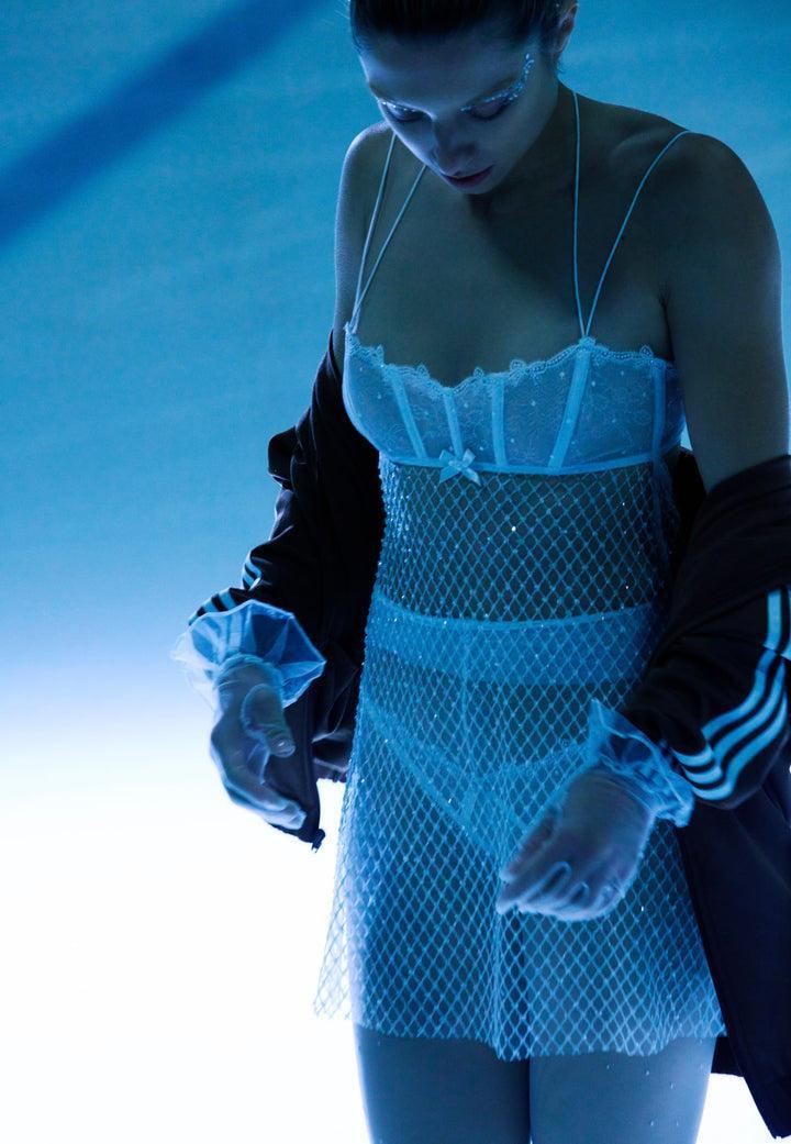 Ellery Glitter Slip Dress — White Product Image