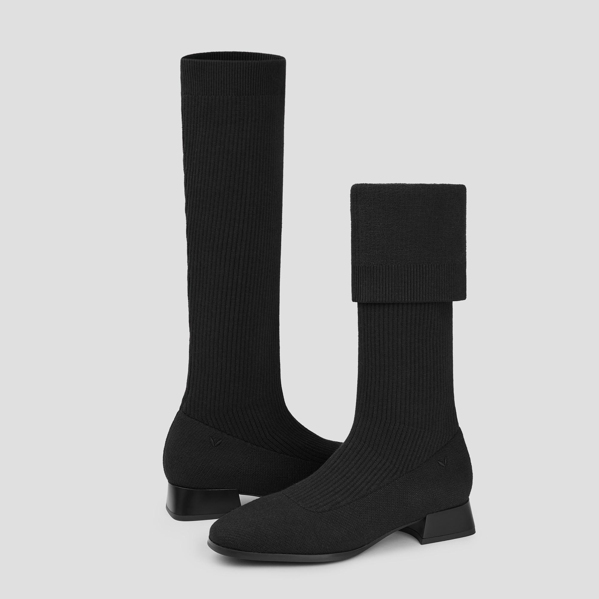 Square-Toe Water Repellent Wool Knee-High Boots (Tara Pro) Product Image