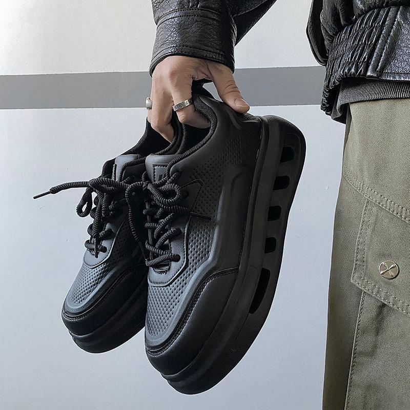 Applique Lace-Up Platform Sneakers Product Image