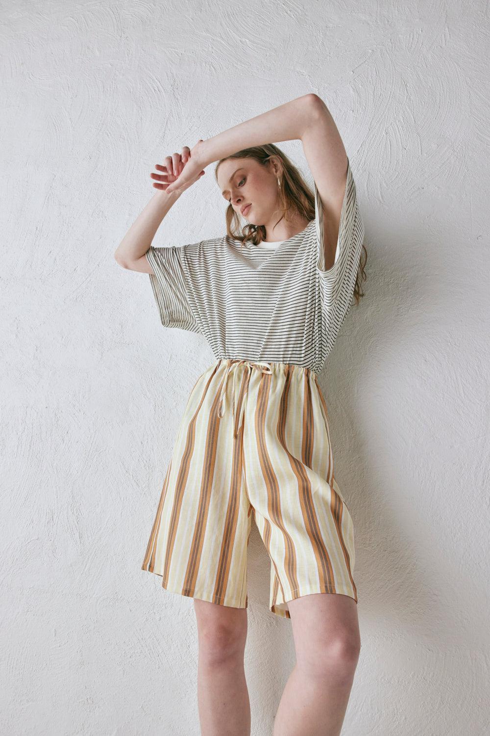 Ama Linen Bermuda Shorts Stripe Product Image