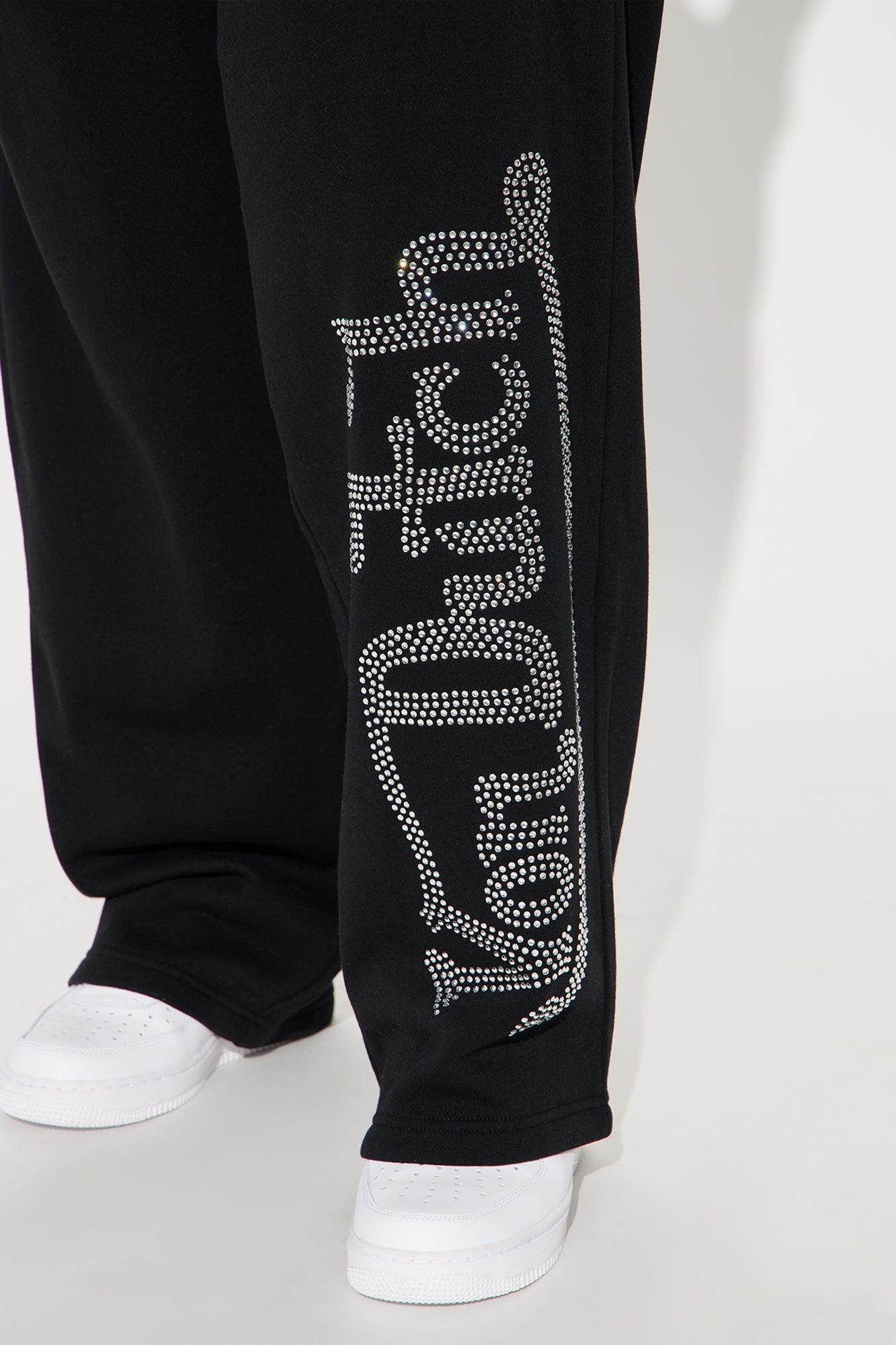 Von Dutch Rhinestone Wide Leg Pant - Black Product Image