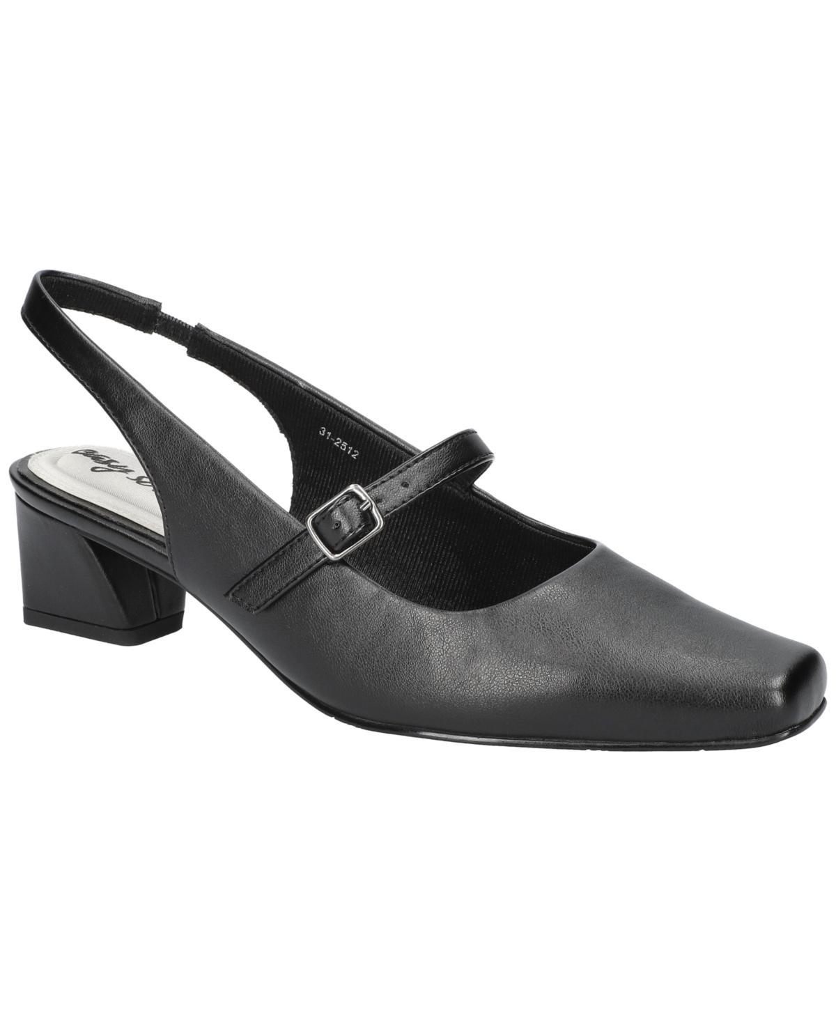 Easy Street Womens Cameo Square Toe Slingback Pumps Blue Satin Product Image
