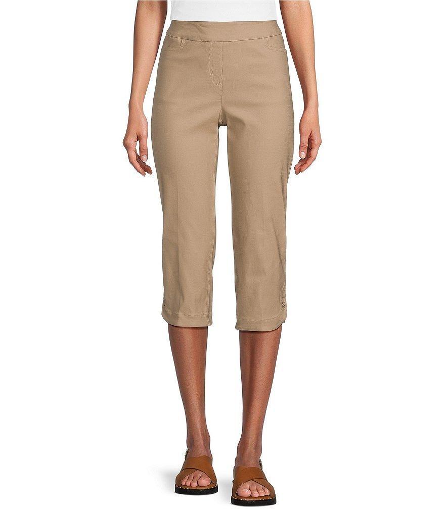 Multiples Stretch Twill Wide Waistband Straight-Leg Pull-On Capri Pants Product Image