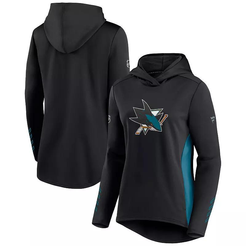 Women's Fanatics Branded Black/Teal San Jose Sharks Authentic Pro Locker Room Pullover Hoodie, Size: XL, Sks Black Product Image