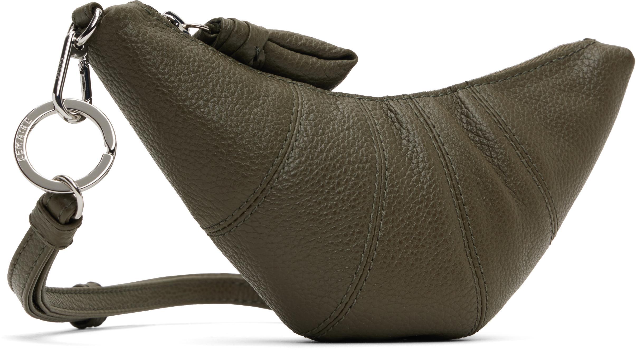 LEMAIRE Khaki Crossbody Croissant Coin Pouch In Gr667 Dark Moss Product Image