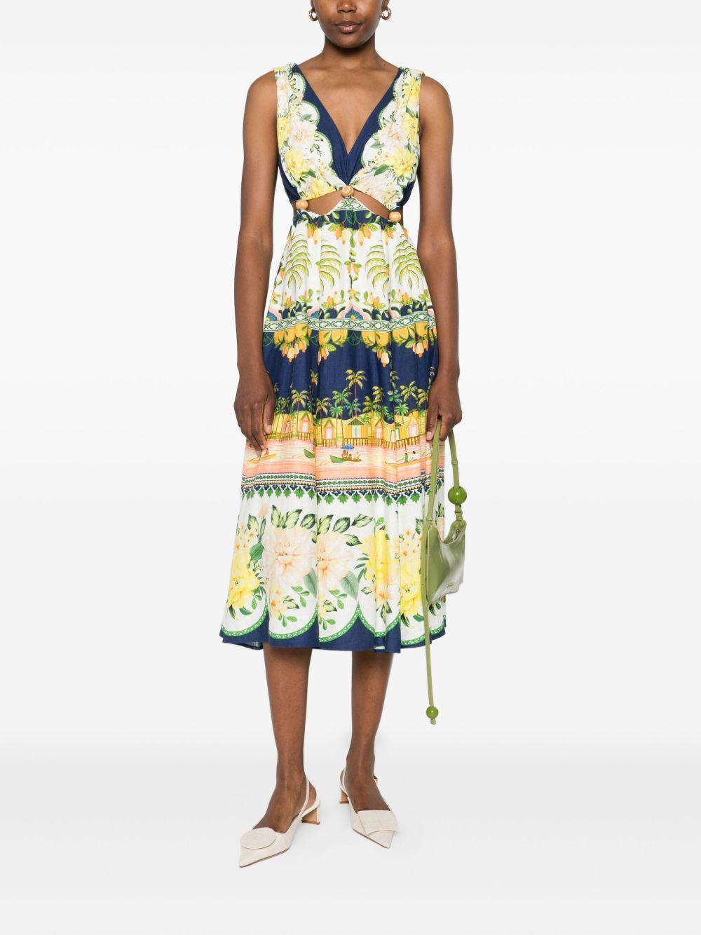 midi floral cut-out dress Product Image