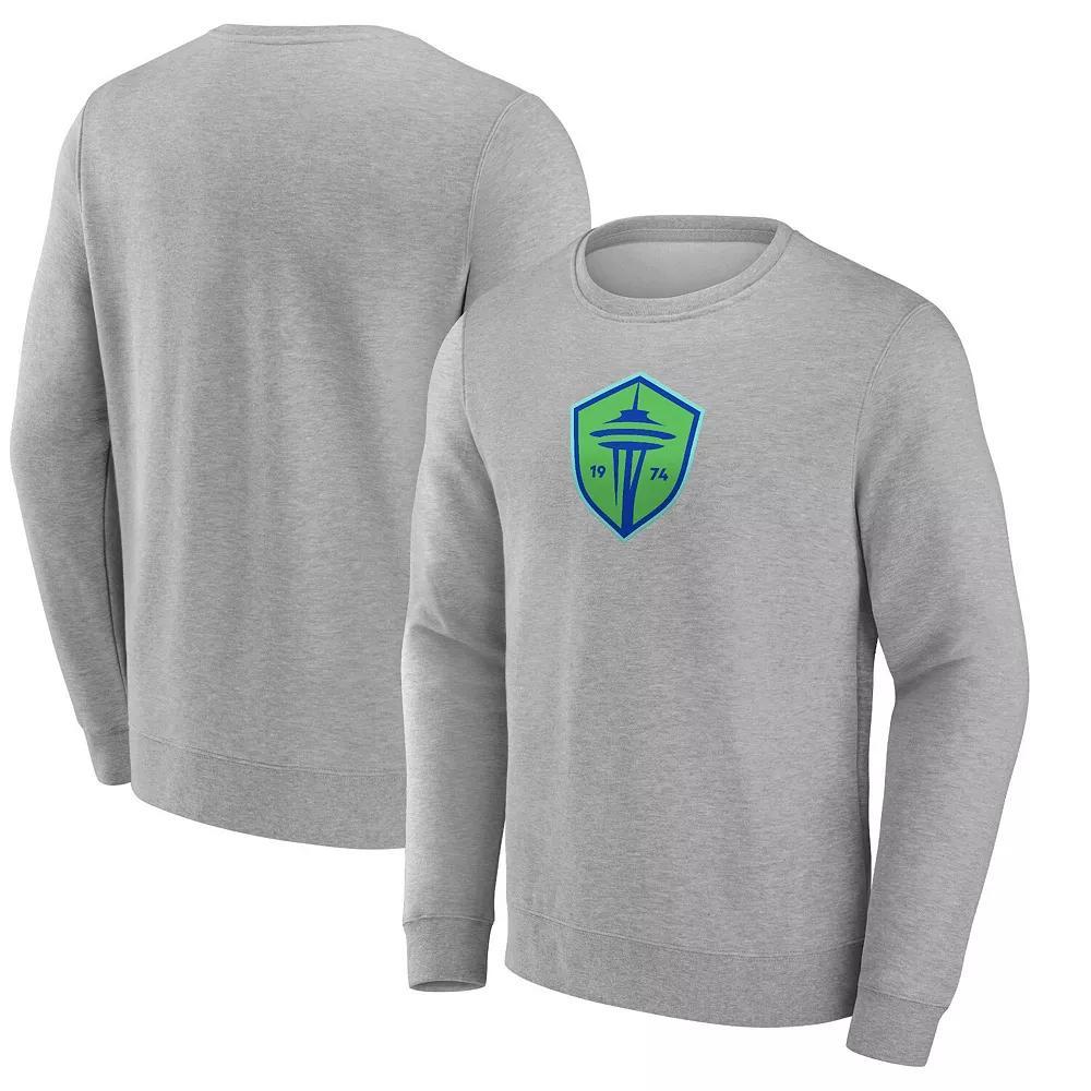 Men's Fanatics Branded  Heather Gray Seattle Sounders FC  Primary Logo Fleece Sweatshirt, Size: XL, Grey Product Image