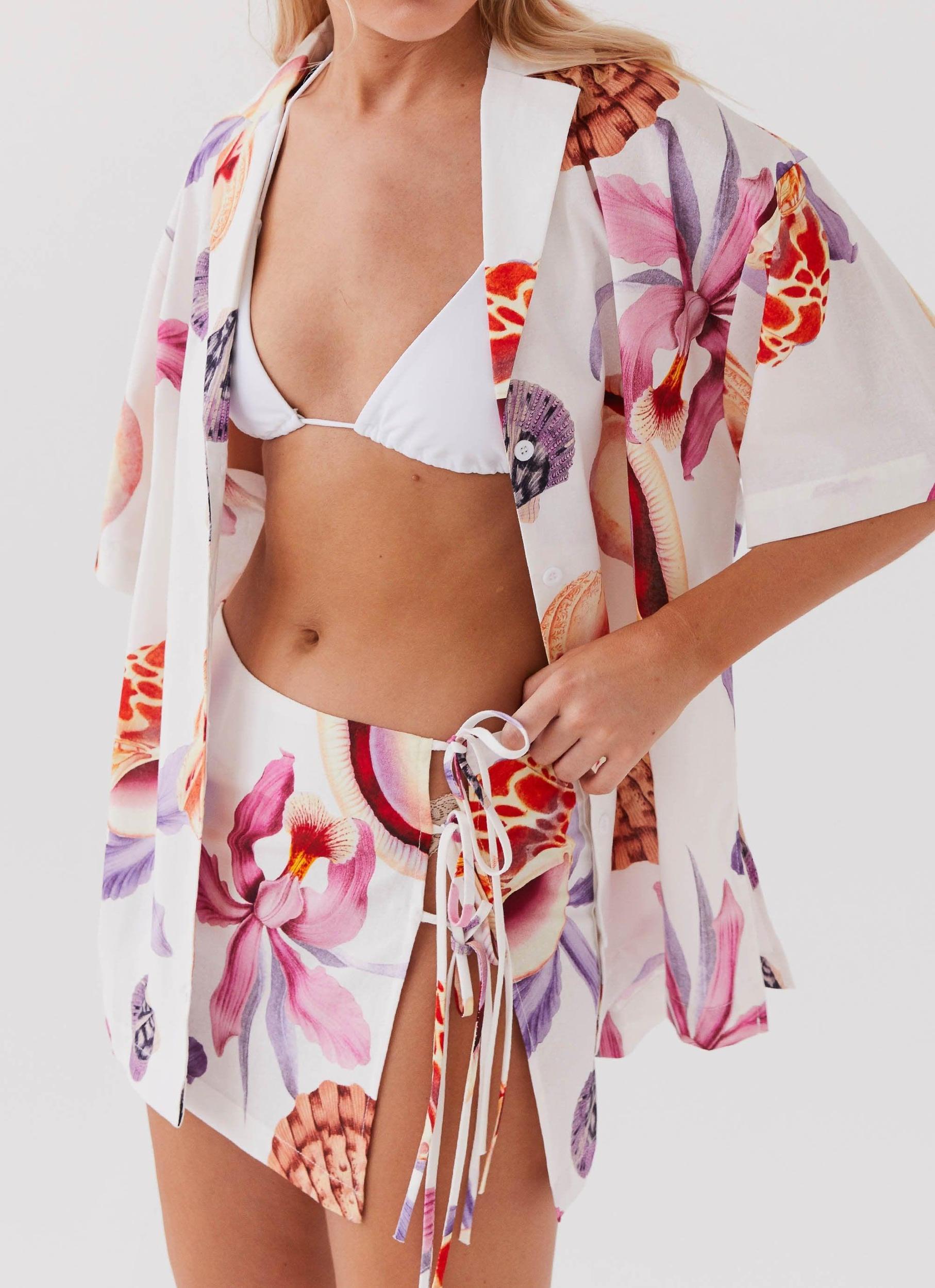 Summer Retreat Oversized Linen Shirt - Seaside Bouquet Product Image