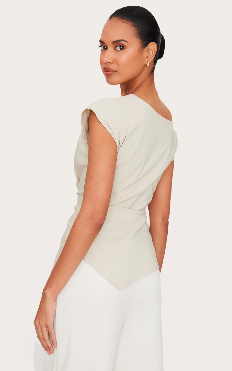 Stone Bengaline Slouch Asymmetric Long Top Product Image