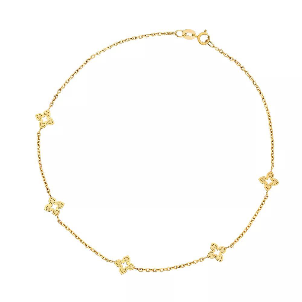 Taylor Grace 10k Gold Stationed Flower Bracelet, Women's, Size: 7" Product Image