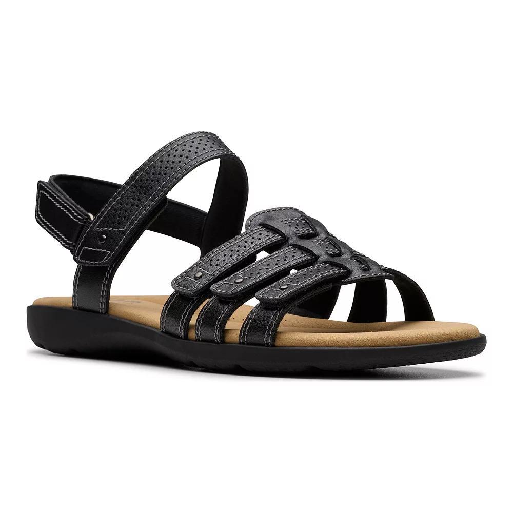 Clarks® Elizabelle Kay Women's Slip-On Flat Sandals, Size: 7.5, Black Leather Product Image