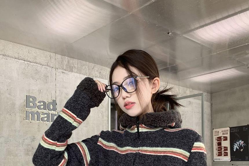 Striped Cardigan / High Rise Wide Leg Pants Product Image